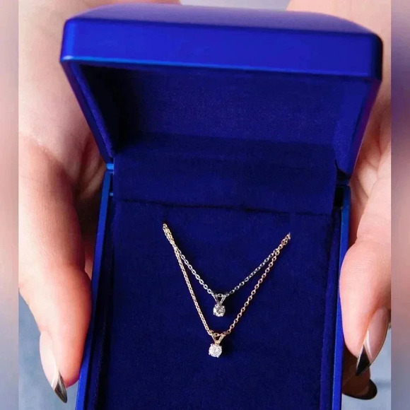 1/2 Carat Lab Grown Diamond Necklace Pendant 14K Yellow Gold Filled  Free Chain - Picture 2 of 4